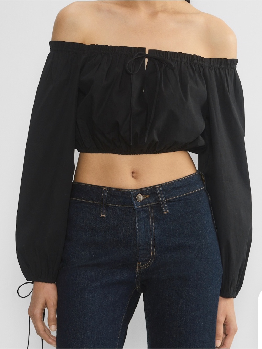 Wilfred Black Off-Shoulder Cropped Blouse